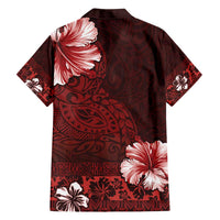Hawaii Hibiscus With Oxblood Polynesian Pattern Family Matching Tank Maxi Dress and Hawaiian Shirt