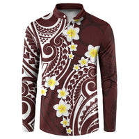 Plumeria With Oxblood Polynesian Tattoo Pattern Button Sweatshirt