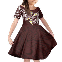 Plumeria With Oxblood Polynesian Tattoo Pattern Family Matching Tank Maxi Dress and Hawaiian Shirt
