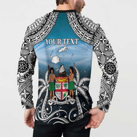 Personalised Happy 50th Fiji Day Button Sweatshirt Forever Fiji With Tapa Tribal Pattern