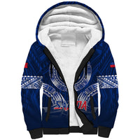 Custom Samoa Rugby Sherpa Hoodie World Cup 2023 Coat Of Arms With Polynesian Pattern LT05 Unisex Blue - Polynesian Pride