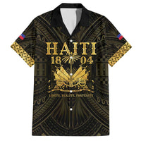 Haiti 1804 Family Matching Long Sleeve Bodycon Dress and Hawaiian Shirt Polynesian Gold Neg Maron LT05 Dad's Shirt - Short Sleeve Gold - Polynesian Pride