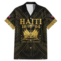 Haiti 1804 Family Matching Mermaid Dress and Hawaiian Shirt Polynesian Gold Neg Maron LT05 Dad's Shirt - Short Sleeve Gold - Polynesian Pride
