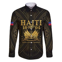 Haiti 1804 Family Matching Tank Maxi Dress and Hawaiian Shirt Polynesian Gold Neg Maron LT05 Dad's Shirt - Long Sleeve Gold - Polynesian Pride