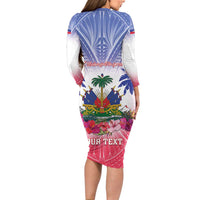 Personalised Haiti Independence Day Family Matching Long Sleeve Bodycon Dress and Hawaiian Shirt Neg Maron Polynesian Style LT05 - Polynesian Pride