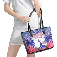 Haiti Independence Day Leather Tote Bag Neg Maron Polynesian Style LT05