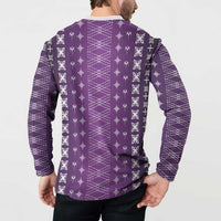 Purple Samoa Malu Tattoo Inspired Button Sweatshirt - Polynesian Pride