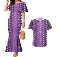 Purple Samoa Malu Tattoo Inspired Couples Matching Mermaid Dress and Hawaiian Shirt - Polynesian Pride
