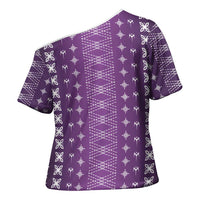 Purple Samoa Malu Tattoo Inspired Cross Shoulder Shirt - Polynesian Pride