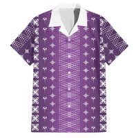 Purple Samoa Malu Tattoo Inspired Family Matching Off Shoulder Short Dress and Hawaiian Shirt - Polynesian Pride