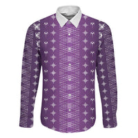 Purple Samoa Malu Tattoo Inspired Family Matching Off Shoulder Short Dress and Hawaiian Shirt - Polynesian Pride