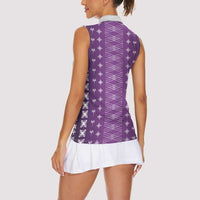 Purple Samoa Malu Tattoo Inspired Women Sleeveless Polo Shirt - Polynesian Pride