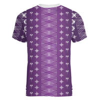 Purple Samoa Malu Tattoo Inspired Women V-Neck T-Shirt - Polynesian Pride