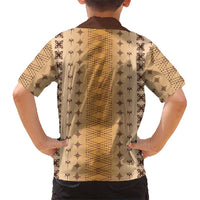 Beige Samoa Malu Tattoo Inspired Family Matching Off The Shoulder Long Sleeve Dress and Hawaiian Shirt LT05 - Polynesian Pride