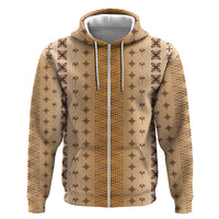 Beige Samoa Malu Tattoo Inspired Zip Hoodie - Polynesian Pride