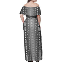 Black Samoa Malu Tattoo Inspired Family Matching Off Shoulder Maxi Dress and Hawaiian Shirt - Polynesian Pride