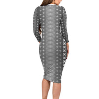 Black Samoa Malu Tattoo Inspired Long Sleeve Bodycon Dress - Polynesian Pride