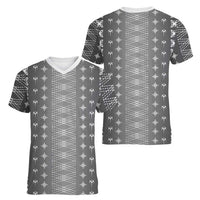 Black Samoa Malu Tattoo Inspired Women V-Neck T-Shirt - Polynesian Pride