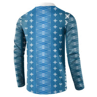 Blue Samoa Malu Tattoo Inspired Button Sweatshirt - Polynesian Pride