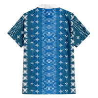 Blue Samoa Malu Tattoo Inspired Family Matching Long Sleeve Bodycon Dress and Hawaiian Shirt - Polynesian Pride