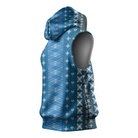 Blue Samoa Malu Tattoo Inspired Sleeveless Hoodie - Polynesian Pride
