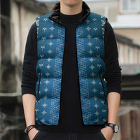 Blue Samoa Malu Tattoo Inspired Sleeveless Puffer Jacket - Polynesian Pride