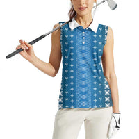 Blue Samoa Malu Tattoo Inspired Women Sleeveless Polo Shirt - Polynesian Pride