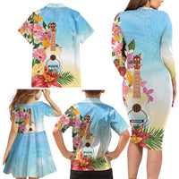 National Ukulele Day Family Matching Long Sleeve Bodycon Dress and Hawaiian Shirt Tropical Vibe LT05 - Polynesian Pride