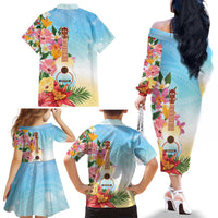 National Ukulele Day Family Matching Off The Shoulder Long Sleeve Dress and Hawaiian Shirt Tropical Vibe LT05 - Polynesian Pride