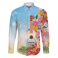 National Ukulele Day Family Matching Short Sleeve Bodycon Dress and Hawaiian Shirt Tropical Vibe LT05 Dad's Shirt - Long Sleeve Colorful - Polynesian Pride