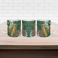 New Zealand Kea Bird Ceramic Mug With Maori Koru Fern - Polynesian Pride