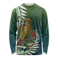 New Zealand Kea Bird Long Sleeve Shirt With Maori Koru Fern - Polynesian Pride