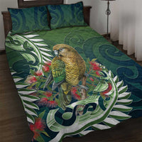 New Zealand Kea Bird Quilt Bed Set With Maori Koru Fern LT05 Green - Polynesian Pride