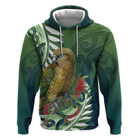 New Zealand Kea Bird Zip Hoodie With Maori Koru Fern - Polynesian Pride