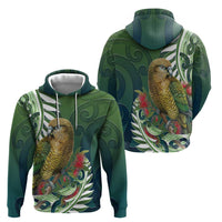 New Zealand Kea Bird Zip Hoodie With Maori Koru Fern - Polynesian Pride