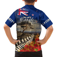 New Zealand ANZAC Day Family Matching Off Shoulder Maxi Dress and Hawaiian Shirt The Lonesome Pine With Soldier Fern LT05 - Polynesian Pride