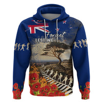 New Zealand ANZAC Day Hoodie The Lonesome Pine With Soldier Fern LT05 Pullover Hoodie Blue - Polynesian Pride
