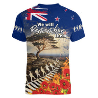 New Zealand ANZAC Day Women V Neck T Shirt The Lonesome Pine With Soldier Fern LT05 - Polynesian Pride