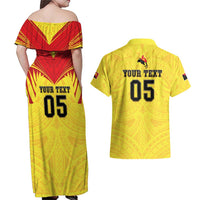 Papua New Guinea Rugby Custom Couples Matching Off Shoulder Maxi Dress and Hawaiian Shirt Kumuls Heritage LT05 - Polynesian Pride