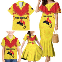 Papua New Guinea Rugby Custom Family Matching Mermaid Dress and Hawaiian Shirt Kumuls Heritage LT05 - Polynesian Pride