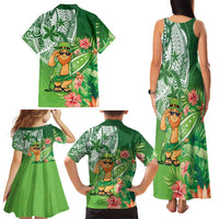 Aloha Hawaii St Patrick's Day Family Matching Tank Maxi Dress and Hawaiian Shirt Polynesian Style