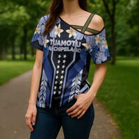 French Polynesia Tuamotu Archipelago Cross Shoulder Shirt Polynesian Pattern Unique Style