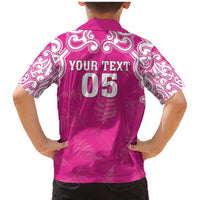 New Zealand Fern Women Rugby Custom Family Matching Mermaid Dress and Hawaiian Shirt Pink Maori Pattern LT05 - Polynesian Pride