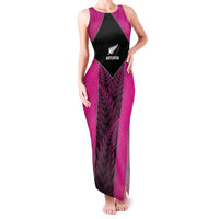 New Zealand Fern Rugby Custom Family Matching Tank Maxi Dress and Hawaiian Shirt Pink Maori Pattern LT05 Mom's Dress Pink - Polynesian Pride