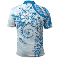Polynesian Pattern With Plumeria Flowers Polo Shirt Blue