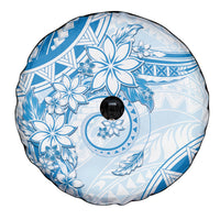 Polynesian Pattern With Plumeria Flowers Spare Tire Cover Blue
