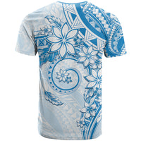 Polynesian Pattern With Plumeria Flowers T Shirt Blue