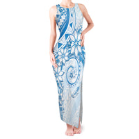 Polynesian Pattern With Plumeria Flowers Tank Maxi Dress Blue LT05 Women Blue - Polynesian Pride