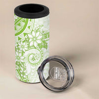 Lime Green Polynesian Pattern With Plumeria Flowers 4 in 1 Can Cooler Tumbler LT05 - Polynesian Pride