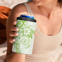 Lime Green Polynesian Pattern With Plumeria Flowers 4 in 1 Can Cooler Tumbler LT05 - Polynesian Pride